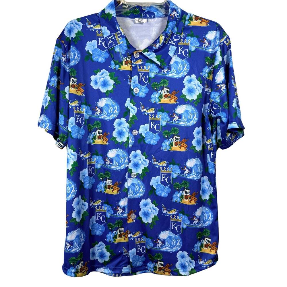 KC Royals Miller Lite Tropical Button Down  Size M Shirt
